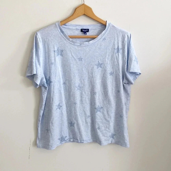 Splendid light blue star print short sleeve cotton/modal top - Picture 1 of 5